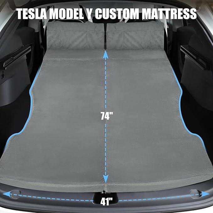 Memory Foam Mattress for Tesla Model Y - 2.4 High-Density Soft Car Camping Bed Foldable with Washable Sheet &amp Storage Bag 74 x 41 Sleeping Mat for Tesla Model Y Accessories Fits Frunk &amp