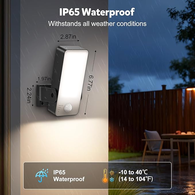 Rechargeable Motion Sensor Light Outdoor 10000mAh Battery Operated Outdoor Light with Remote 3 Modes 3000-6000K Dimmable Timer Waterproof Battery Outdoor Security Light for GarageFencesPatioGarden