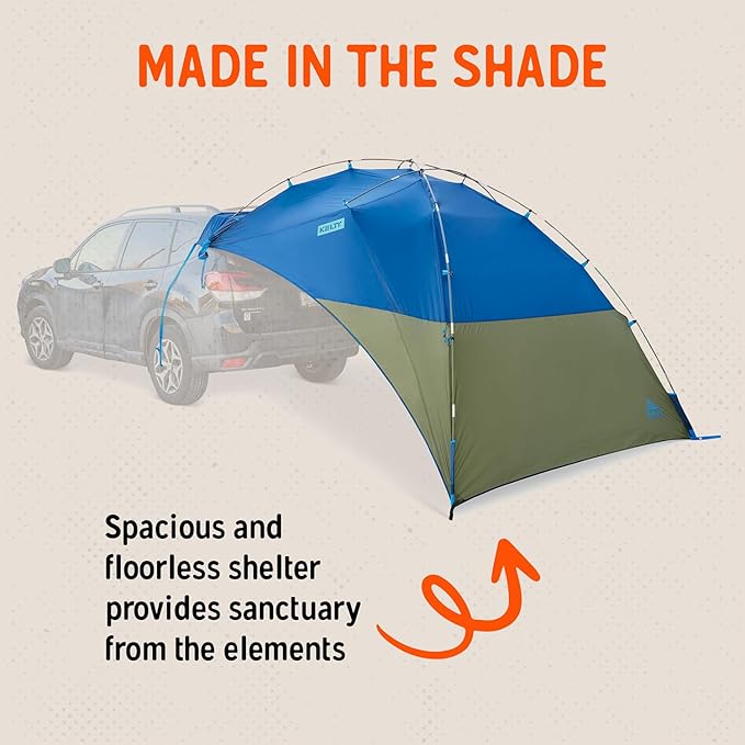 Kelty Sideroads Awning Shelter for Car Camping Tailgating and Summer Beach Trips Protection from Elements and UV Universal Mount Sturdy Steel Frame Easy Setup