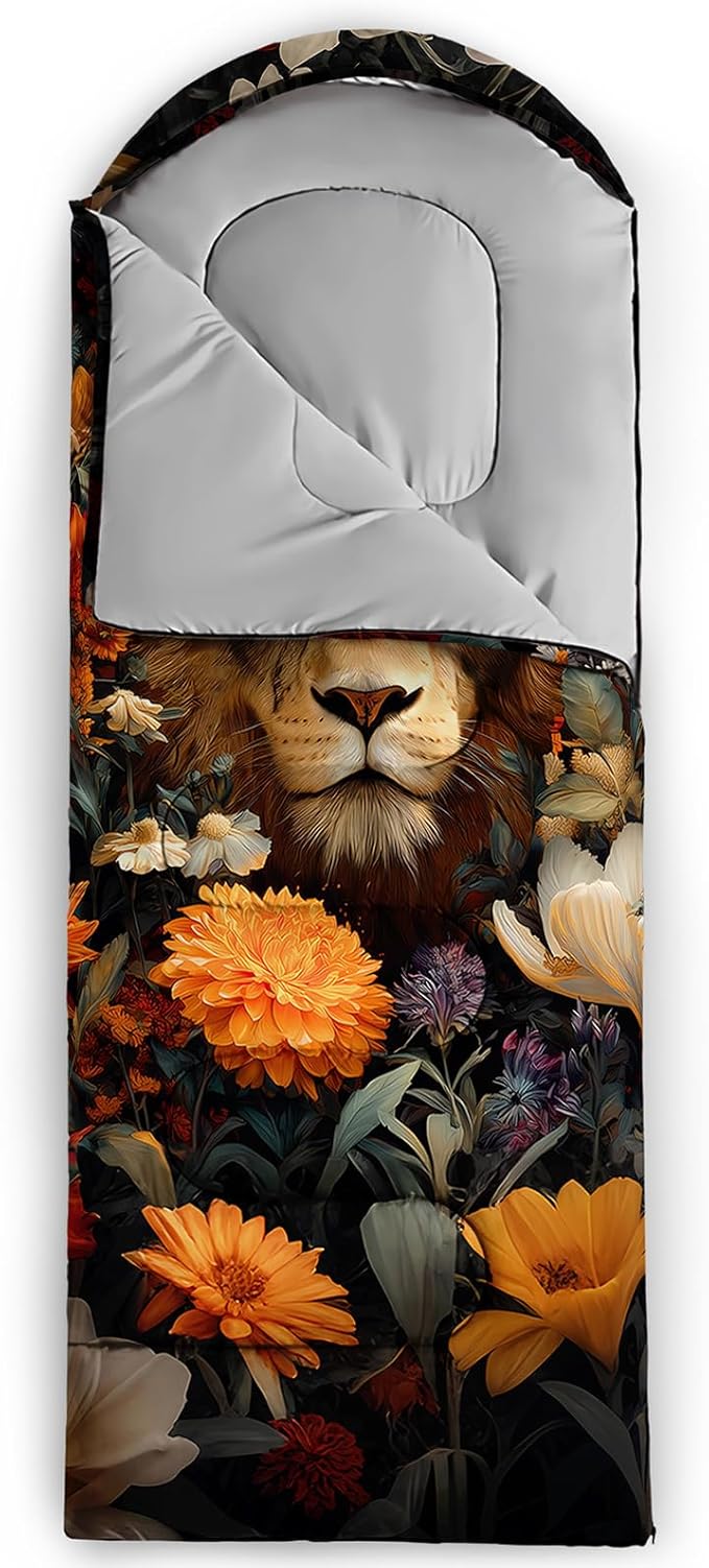 AILONEN Cartoon Camping Sleeping Bag for Boys Girls AdultsLightweight &amp Waterproof3 Season Warm &amp Cold WeatherPortablePrinted Sleeping BagTravelingCampingHiking