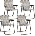 Giantex 4-Pack Lightweight Folding Camping Chairs 330 LBS Beach Chairs with Armrests No Assembly Needed Portable Webbed Lawn Chair for Picnic Fishing Patio Yard Outdoor Events Brown