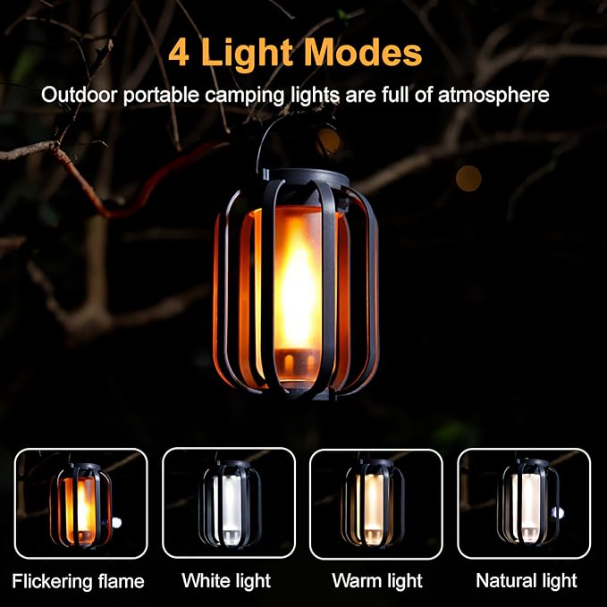 Solar Lanterns Outdoor Waterproof Garden Decor Flickering Flame Hanging Solar Lights with Tripod Decoration Outside for Yard Patio Backyard Garden Ideal Gifts for Women Mom Grandma