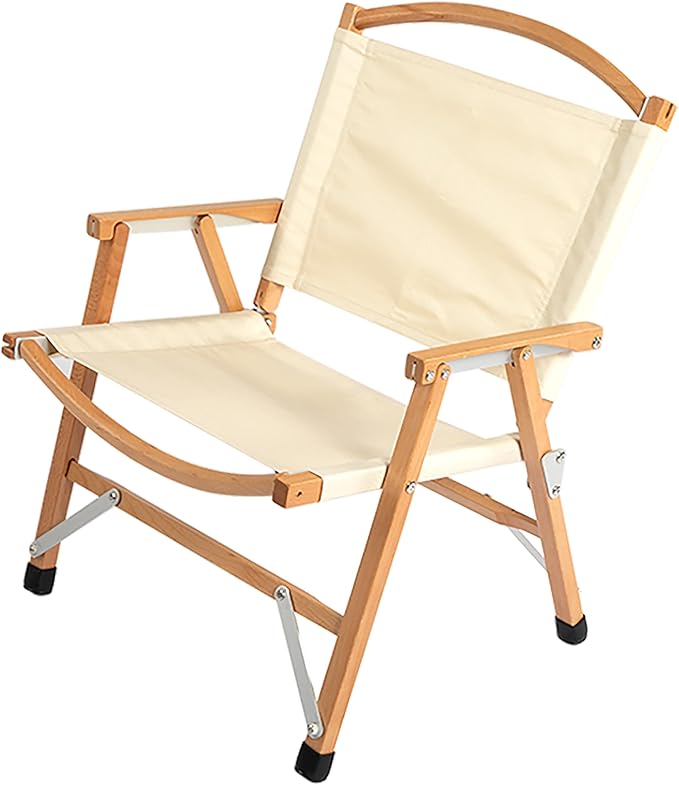 Portable Folding Camping Chair - Beechwood Beach Chair for Camping Lawn Hiking Sports Hunting Fishing Patio &amp Backyard 300 lbs Capacity with Carry Bag(White)