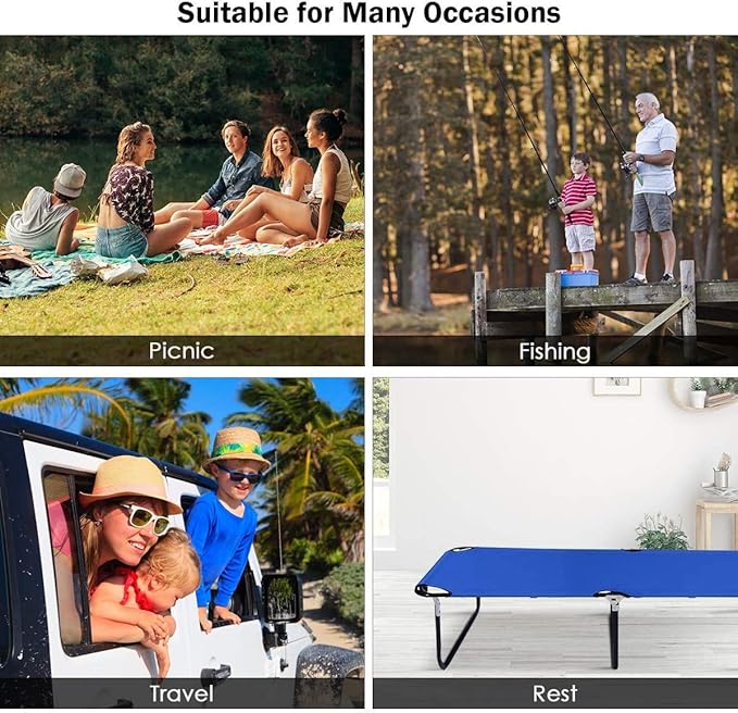 GOFLAME Folding Camping Cot Portable Collapsible Sleeping Bed Weight Capacity to 300 lbs Camping Bed Cots for Indoor and Outdoor Use