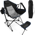 DORTALA Swinging Hammock Chairs for Camping Rocking Camp Chair w/Retractable Footrest Folding Camping Chair for Adults Great for Camping Fishing Picnic Carrying Bag Included Pack of 1 Black