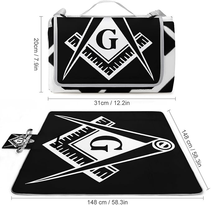 Masonic Faith Hope and Charity Freemason Logo Black Waterproof Outdoor Picnic Blanket Sandproof Beach Mat for Camping Hiking Grass Travelling