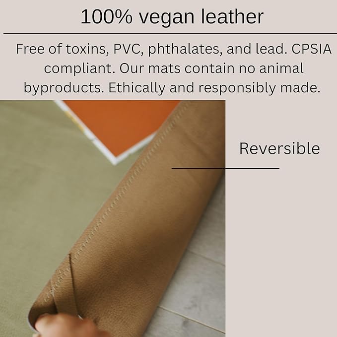 Uniklook Vegan Leather Reversible Multipurpose Paly mat Kids Infant Picnic Blanket - Waterproof Baby Splat mat for High Chair Sand Proof Beach Blanket Indoor Outdoor (Hunter Tan)
