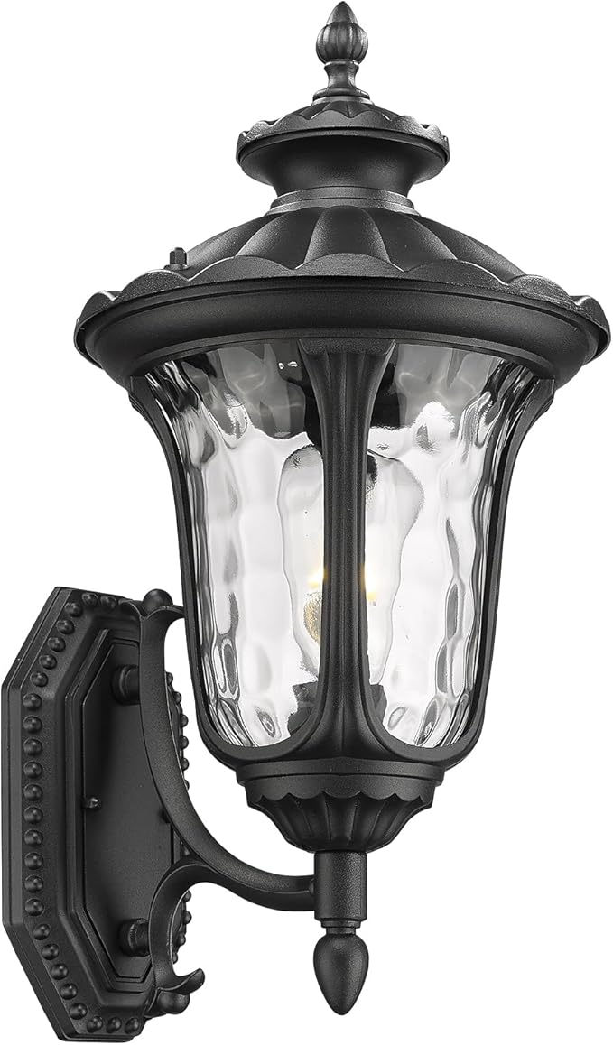 Outdoor Light Fixtures Wall Mount Waterproof Exterior Wall Lanterns with Waer Ripple Glass Outside Sconces Front Porch Lights for House Garage Doorway Patio