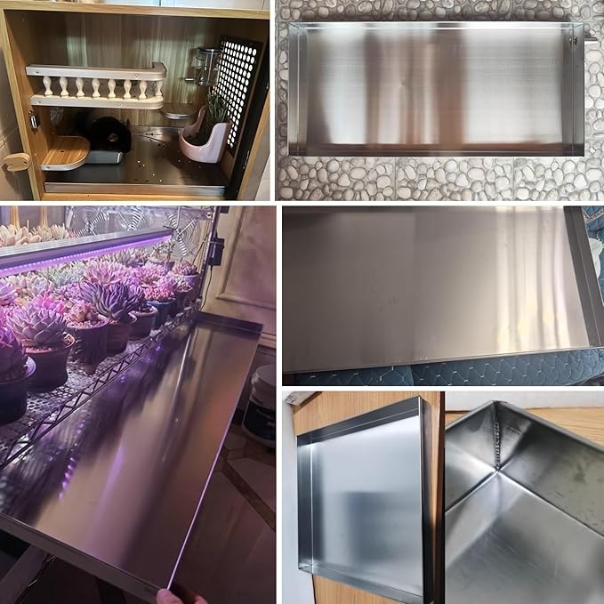 Washing Machine Pan 304 Stainless Steel Washing Machine Drain Pan Kitchen Factory Warehouse Garage Drain Tray Spill Containment Platform Pallets(80x50cm(32x20in))