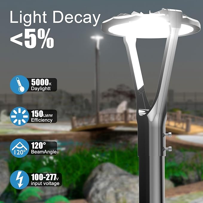 Lightdot LED Post Top Lights 200W Circular Area Light 30000Lm 5000K LED Parking Lot Light with Photocell Outdoor Pole Lights Fixture for Garden Yard Street Lighting - 2 Pack