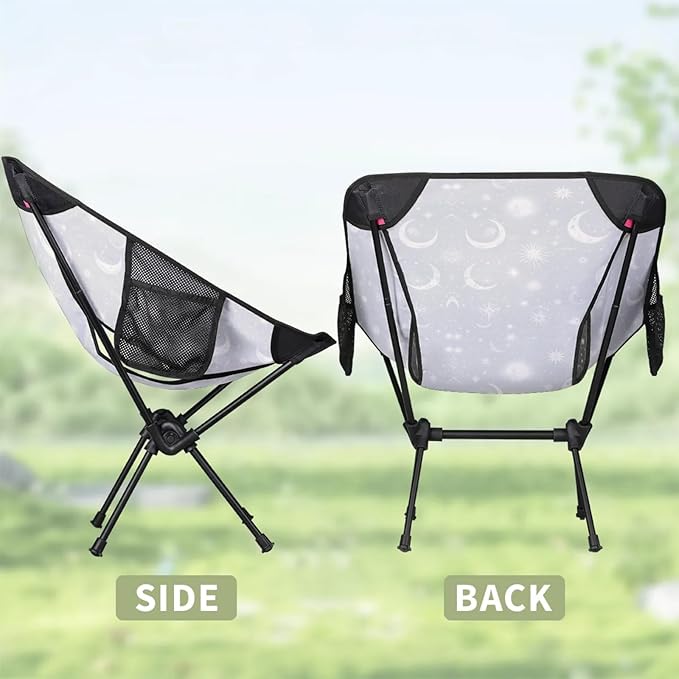 Portable Camping Chair Folding Chairs for Outside Moon &amp Stars Lightweight Backpacking Chair Outdoor Collapsible Beach Chairs for Adults Fishing Lawn Picnic Travel Hiking