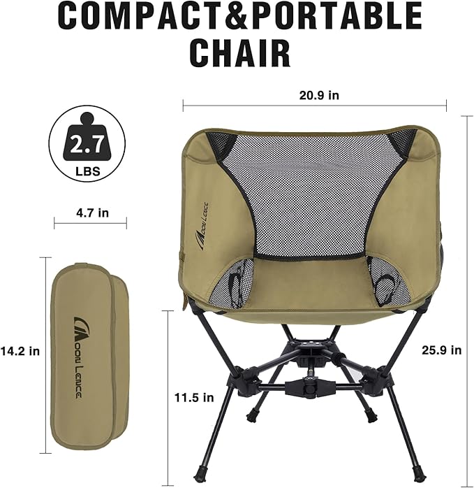 MOON LENCE 2 Pack Portable Camping Chairs Backpacking Chair - The 4th Generation Ultralight Folding Chair - Compact Lightweight Foldable Chairs for Hiking Mountaineering Beach