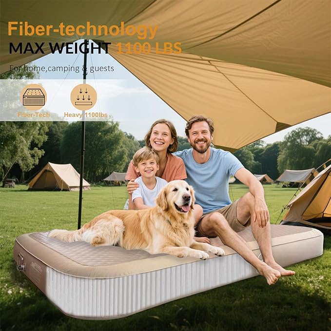 Bluewell Air Mattress Inflatable Bed – Built-in Pump Quick Inflate &amp Deflate Durable &amp Lightweight Perfect for Camping Travel and Guest Use – Queen