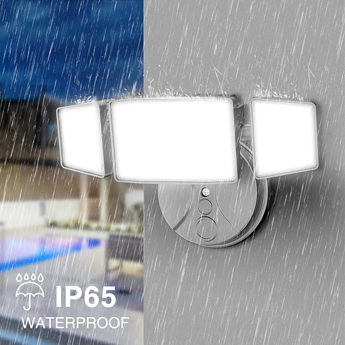 Onforu 75W LED Security Light 7000LM Brightness Outdoor Flood Light Fixture Switch Controlled IP65 Waterproof 6500K White Wall Mount Exterior Security Floodlight for Eave Yard Garage Porch