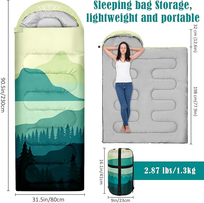 Sleeping Bags for Adults Kids3 Seasons Cold Warm Weather Waterproof Lightweight Camping Sleeping Bags for Men and WomenCamping Outdoor Travel
