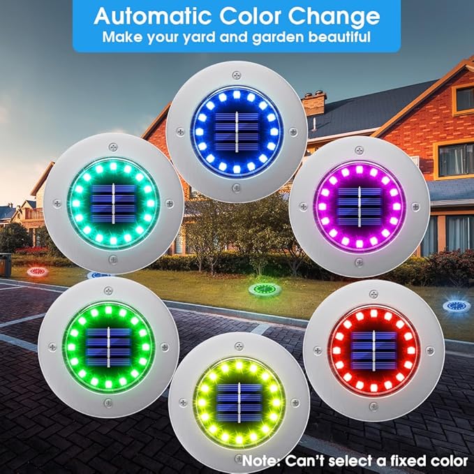 NFESOLAR 16 Pack Solar Lights Outdoor 16 LEDs Multi-Color Solar Ground Lights Waterproof Landscape Light for Pathway Garden Walkway Driveway Yard Decorations