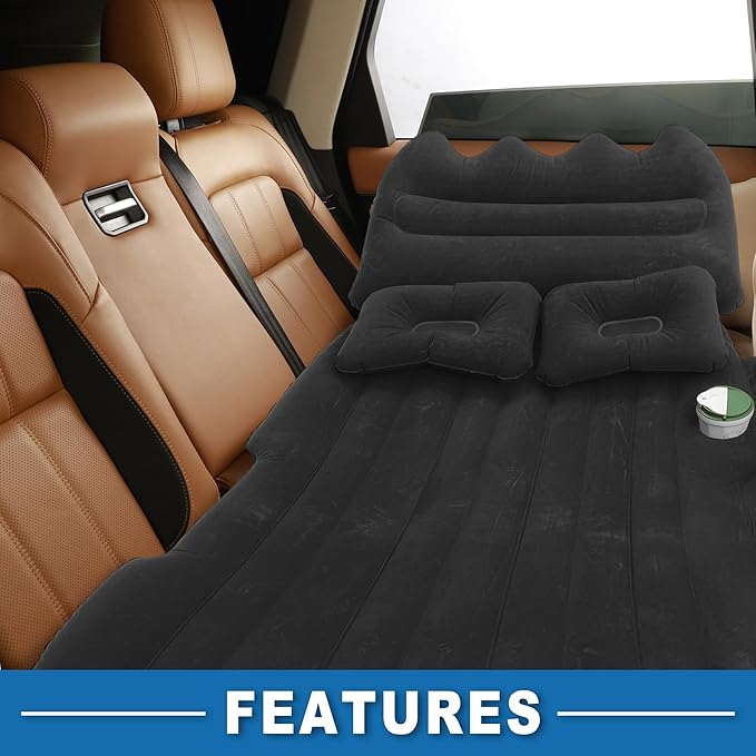 Car Air Mattress Sleeping Mat Comfortable 50.39x30.31x5.91 Back Seat Bed Camping Air Mattress Bed with Pillows for Car SUV