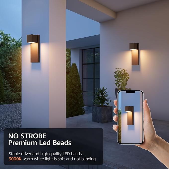 2 Pack 13 Modern Outdoor Led Wall Light16W 3000K 1200Lumen Porch &amp Patio Hardwired Wall Mount Wall SconcesExterior IP65 Waterproof Aluminum Wall Lamp for Front Door Garage Garden(Rust)