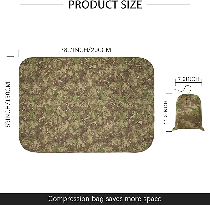 LOOGU Camo Blanket Waterproof Insulation Poncho Liner for Outdoor Camping Hiking Hunting Survival Backpacking Picnicking