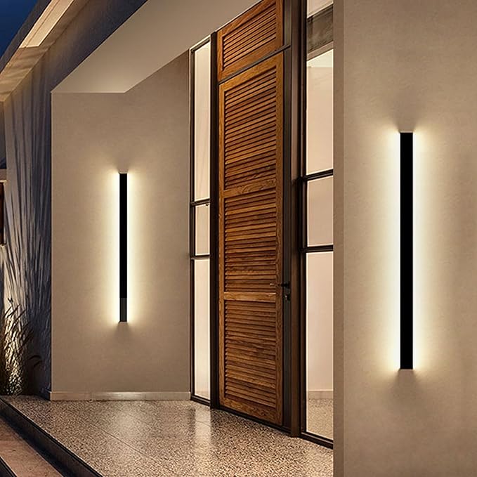 Outdoor Wall Light Fixture - 39inch Black Exterior Sconces Outside Garage Exterior Lights Dimmable Modern Outdoor Wall Mount Lighting for House Porch Patio Front Door Corridor