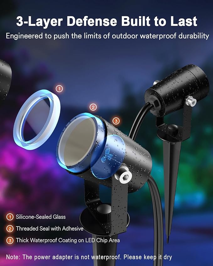 Lumary 56FT Smart Landscape Lights Gen2 6 Pack RGBAIWW Color Changing Spotlights Low Voltage Outdoor Lights for Yard Festival Compatible with Alexa &amp Google Assistant