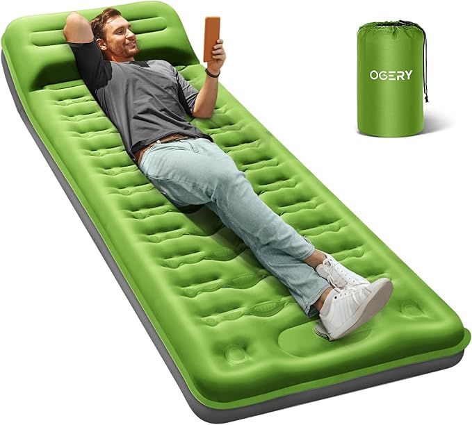 OGERY Sleeping Pad for Camping 6 Extra-Thick Reinforced Camping Sleeping Pad with Pillows &amp Built-in Foot Pump Ultralight Self Inflating Air Mattress Mat for Tent Hiking Essentials Gear