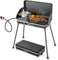 Nightcore 2-Burner Propane Camping Stove Portable Camp Grill with Detachable Legs Roast Grill &amp 3-Sided Wind Screen 22000 Total BTUs of Power Outdoor Grill Stove for Camping BBQ Picnic Black