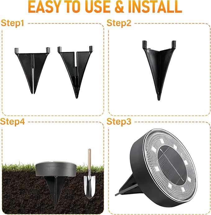 Siatom Solar Ground Lights 8 Pack IP68 Waterproof Solar In-Ground Light for Outdoor Flat Landscape Lighting Garden Disc Light for Pathway Walkway and Yard - 8 Pcs (Blue)