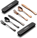 18/8 Travel Cutlery Set with Case Portable Silverware Utensils Set 8inch Stainless Steel Reusable Flatware Set Cutlery Set for Camping Picnic Hiking Office Dishwasher Safe