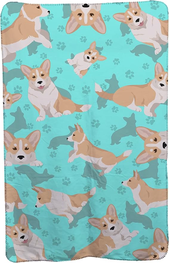 Caroline's Treasures MLM1047TBLT Fawn Cardigan Corgi Soft Travel Blanket with Bag Airplane Blanket Indoor Outdoor Camping Blanket for Traveling Picnics Beach Trips Concerts