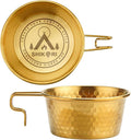 Camping Sierra Cup Set fo 2 304 Stainless Steel Stackable Portable 450ML Sierra Bowl Cup for Camping and Hiking With Free Travel Bag (Gold)