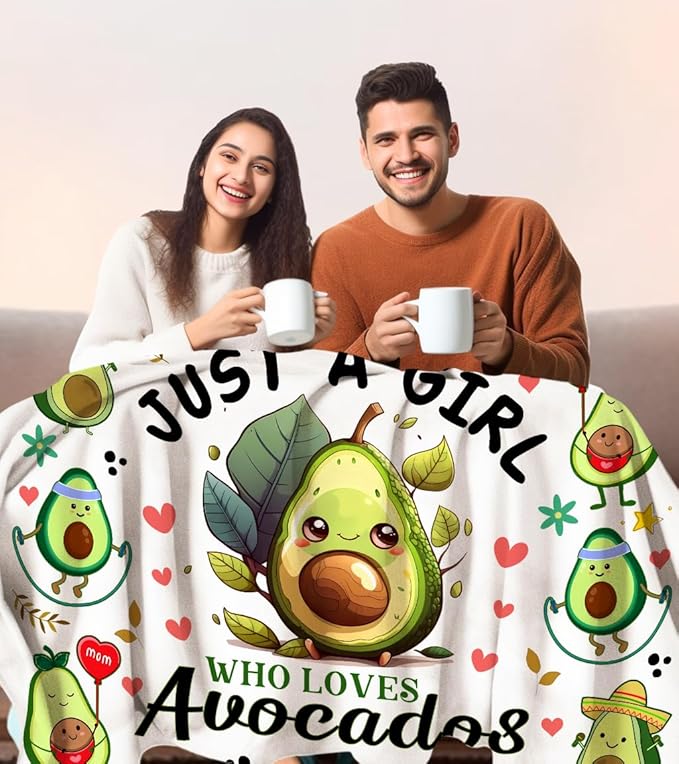Cute Avocado Blanket Cartoon Avocados Throw Blankets Soft Fruit Avocado Plush Stuff Blankets Best Christmas Birthday Gifts for Girls Women Kids Adults 60x50