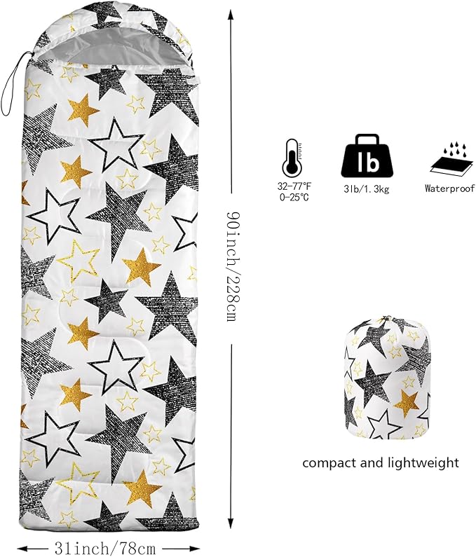 QOOMO Camping Sleeping Bags3 Season Warm &amp Cool WeatherLightweightWaterproof Sleeping Bags for Adults &amp KidsTravelingand OutdoorsCamping Gear Equipment