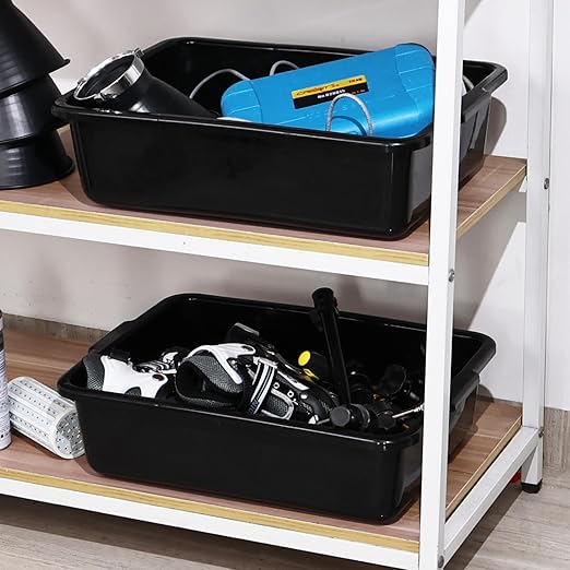 24 Liters Plastic Dish Bin Large Commercial Bus Trays/Wash Tubs Set of 4 Black