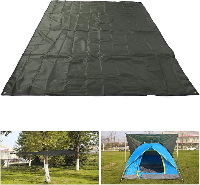 Camping Tent Tarp Water Proof Beach Mat Tent Floor Saver Oxford Cloth Picnic Blanket Sunshade for Outdoor Camping Beach Picnic Family Gathering 240x220cm with Storage Bag (OD Green)
