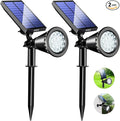 KEV 800 Lumens Solar Spot Lights Outdoor18 LEDs Solar Flood Lights with 2 Modes &ampAdjustable &ampIPX65 WaterproofSolar Spotlight for Driveway/Backyard/Patio Landscape/Tree/Garage(Cool White 2 P