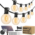 200FT(2 x100FT) G40 Solar String Lights Globe Outdoor String Lights with 104 E12 Waterproof LED Bulbs 2700K Shatterproof Patio Lights Solar Powered Hanging Lights for Christmas Patio Backyard Porch