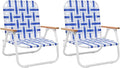 2 Pack Camping Chair Beach Chair for Adults with Highback Folding Lawn Chair with Webbed Airflow Mesh Patio Chair with Rust-Proof Coating Webbed Lawn Chair for Outdoor Fishing Backyard Blue