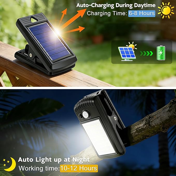 ZNYCYE 4 Pack Solar Motion Sensor Clip On Lights Outdoor A Total of 160 LED IP65 Waterproof Portable Security Light for Fence Deck Garage Patio Garden Camping &amp Emergency Use