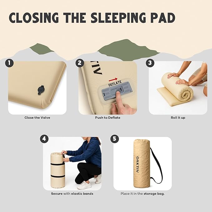 Self-Inflating Camping Sleeping Pad – 3.15 Wandermate Memory Foam Air Mattress for Backpacking Car Camping &amp Tents Compact and Durable