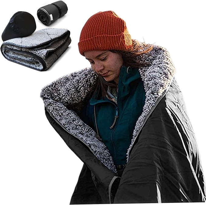 Camping Blanket 55x79 Waterproof Stadium Blanket with Storage Bag Washable Windproof Warm Foldable Down Camping for Sporting Events Picnic Travel.
