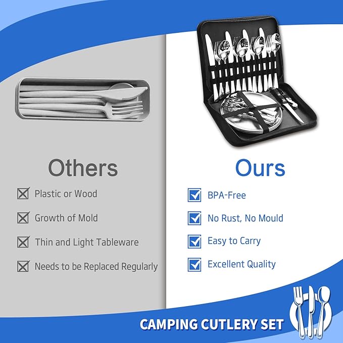 Camping Dishes Set Camping Plates and Utensils with Camp Organizer Camping Dinnerware