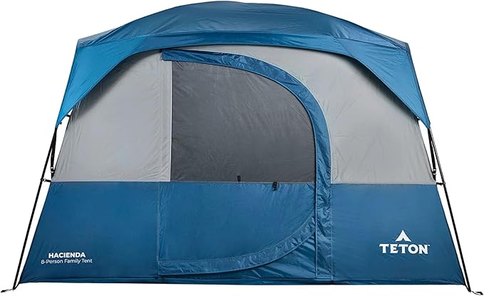 TETON Sports Hacienda 8 Person Family Camping Tent Large Gear Loft and 4 Storage Pockets Swinging Door Makes it Easy to Access Full Mesh Roof Waterproof Rainfly