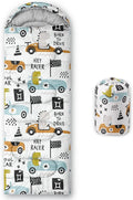 Kids Sleeping Bag for Boys GirlsDinosaur Race Print-Lightweight Warm Portable Outdoor Indoor-Waterproof Cold Weather Resistant Sleeping Bag for Camping Hiking(Dinosaur Race)