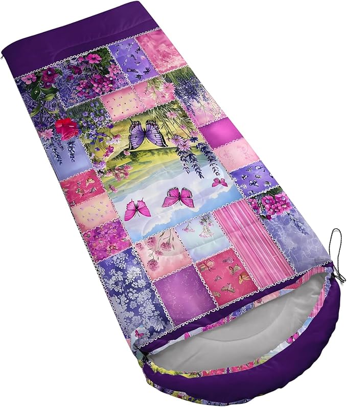 AILONEN Pink Flamingo Sleeping Bag for Kids GirlsWarm and Cool WeatherLightweightWaterproof BackpackingTropical Flamingo Theme Palm Leaves Sleeping Bag for Camping