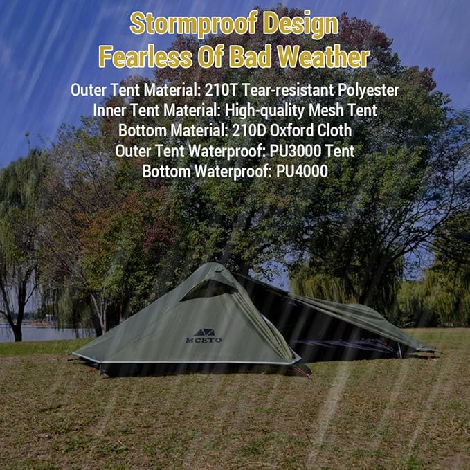 Backpacking Tent 1 Person Ultralight Aluminum Pole Stormproof Camping Tent Suitable for Four Seasons Single Person Tent Special Floor Cloth