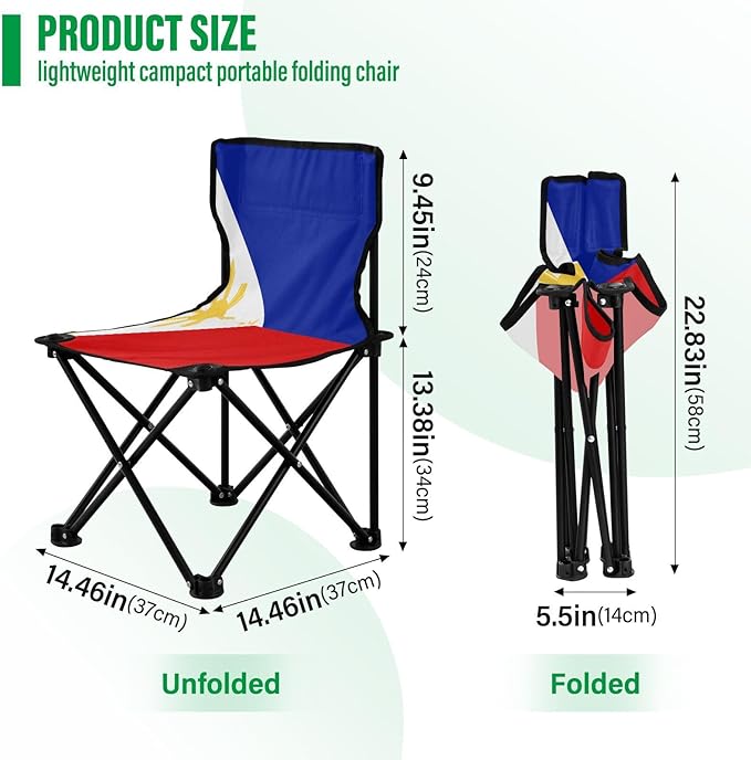 DOMIKING Philippines Flag Kids' Portable Camping Chairs for Outdoor Beach Chairs with Carry Bag Folding Chair for Garden Events Beach