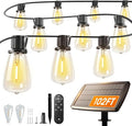 addlon 102FT(96+6) Solar String Lights Outdoor with Remote 48 LED Dimmable Waterproof Patio Hanging Lights (2FT Bulb Spacing) Long-Lasting Solar Light for Outside Yard Backyard Garden Camping