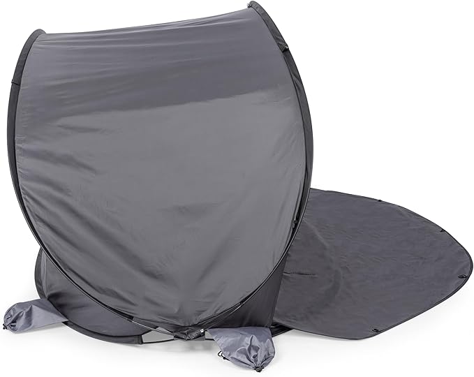 PICNIC TIME Manta Portable Beach Tent Fully-Assembled Pop Up Tent Beach Shade and Sun Shelter Instant Outdoor Shade with Carrying Bag for Outdoors and UPF50+ UV Protection (Gray with Black Accents)
