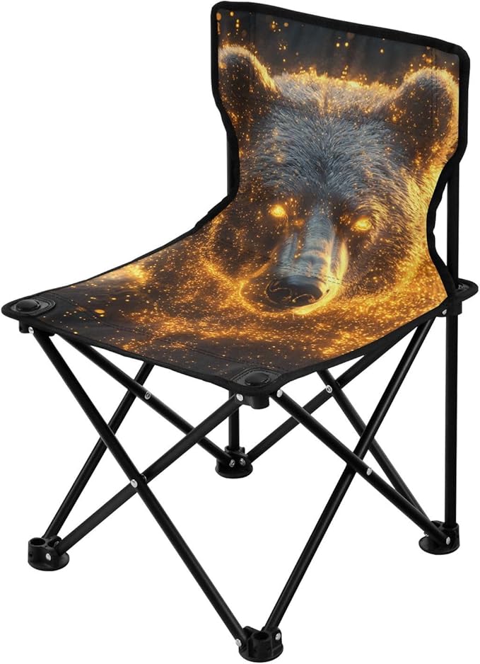 KLL Cool Bear Glowing Fireflies Packable Camp Chairs Ultra Lightweight Youth Camping Chair Carry Bag Included Travel Chair for Sports Outside